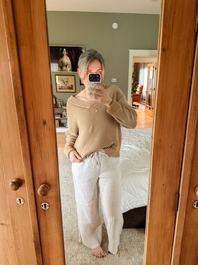 Beachwood 100% Linen Pants | Made in Italy | Neutral Wide Leg Drawstring | S/M